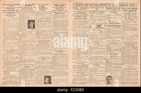 1915 Daily Sketch Britische und französische Armeen in Serbien Stockfoto