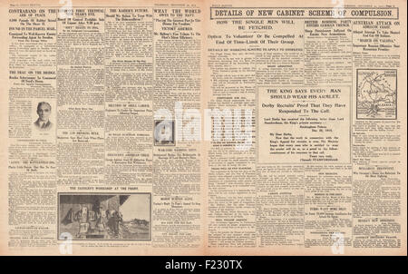 1915 Daily Sketch die britische Regierung kündigt ein neues Rekrutierungsprogramm an Stockfoto