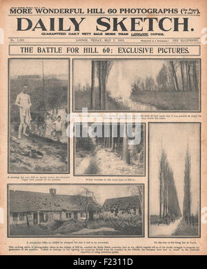 1915 Daily Sketch Schlacht um Hill 60 bei Ypern Stockfoto