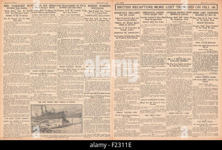 1915 Daily Sketch Schlacht um Hill 60 bei Ypern Stockfoto