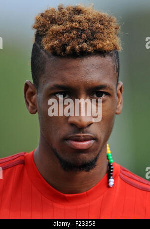 München, Deutschland. 10. Sep, 2015. Bayern französische neues signing Kingsley Coman in der Ausbildung in München, Deutschland, 10. September 2015. Foto: ANDREAS GEBERT/DPA/Alamy Live-Nachrichten Stockfoto