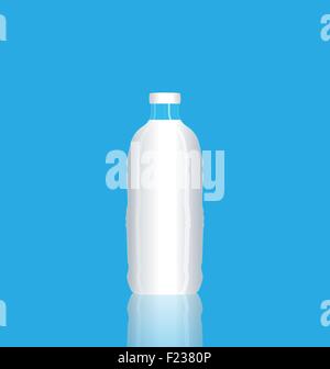 Abbildung fotorealistische Flasche Milch reflektiert selbst isolat Stock Vektor