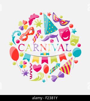 Festliche Banner mit Karneval bunte icons Stock Vektor