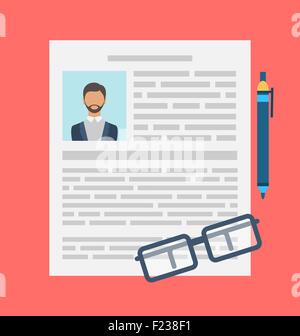 Ein Geschäftskonzept CV Lebenslauf schreiben Stock Vektor