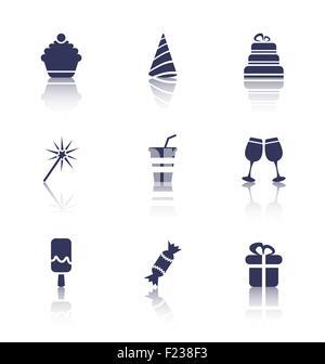 Party Icons von Urlaub und Geburtstag-Objekten Stock Vektor