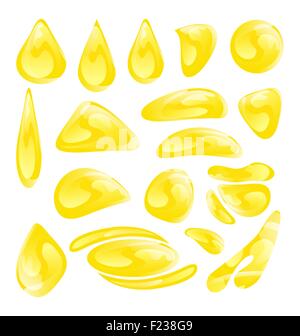 Satz von orange Wasser Tropfen und Spritzer. Vektor-Illustration. Stock Vektor