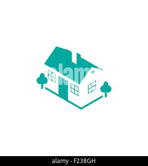 Abstrakte Haus Immobilien isoliert auf weißem Hintergrund, Logo-de Stock Vektor