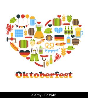 Herz in Oktoberfest farbigen Symbolen Stock Vektor