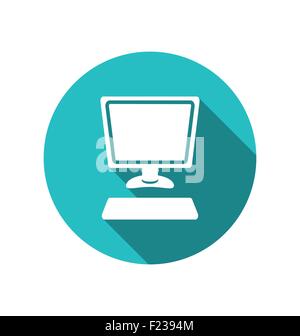 Computer und Tastatur, flache Symbol mit langen Schatten Stock Vektor
