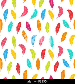 Nahtlose Muster aus bunten Federn Stock Vektor