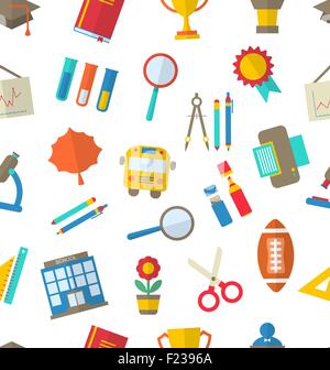Nahtlose Textur mit School Icons Stock Vektor