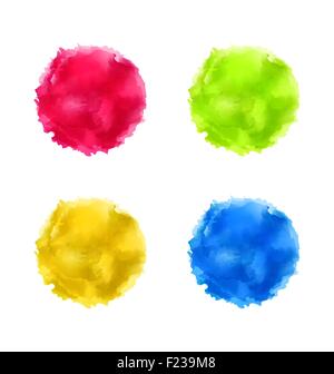 Eingestellten abstrakte Aquarell Splash, bunte Farbe Kreise Stock Vektor