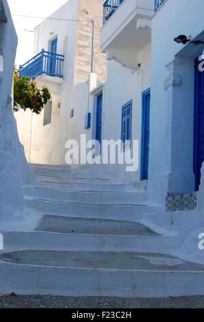 kleine Straße in Langada Amorgos Griechenland Stockfoto