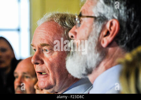 Belfast, UK. 10. September 2015. Stellvertretender Erster Minister Martin McGuinness gibt eine Pressekonferenz Quelle: Stephen Barnes/Alamy leben Nachrichten Stockfoto