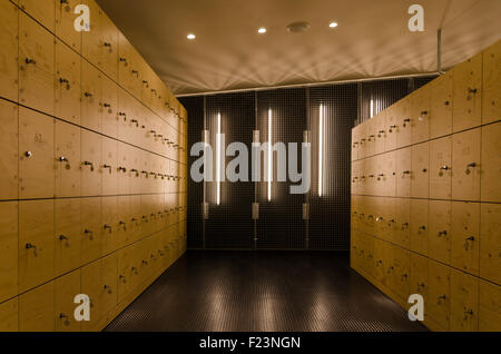 Moderne hölzerne Schrank im Museum. Stockfoto