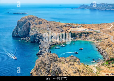 St Paul Bay. Lindos, Rhodos, Griechenland Stockfoto