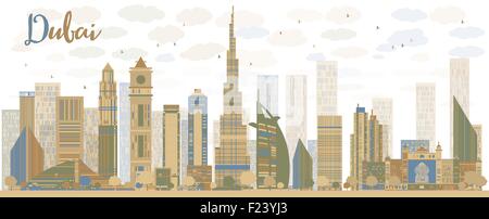 Abstrakt Dubai City Skyline mit Wolkenkratzern Farbe. Vektor-illustration Stock Vektor