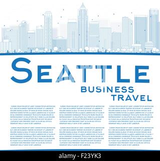 Skyline von Seattle mit blauen Gebäude und Kopie Raum zu skizzieren. Business Travel-Konzept. Vektor-Illustration Stock Vektor