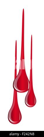 Tropft Blut isoliert auf weiss. Blut Tropfen Vektor Stockfoto