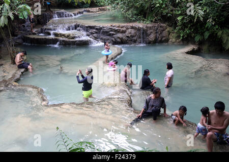 Kuang Si Wasserfall Luang Prabang Stockfoto