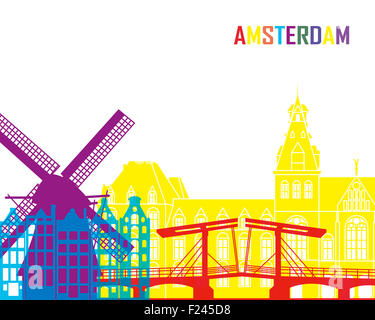 Amsterdam-Skyline in bearbeitbare Vektordatei pop Stockfoto