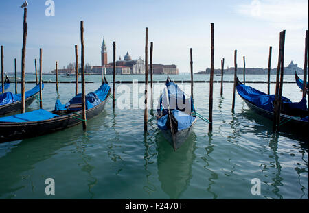 Blick auf Gondeln in Venedig Stockfoto