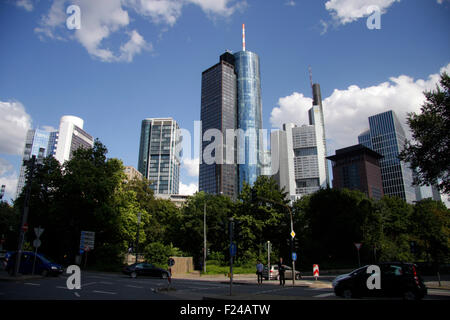 Commerzbank-Zentrale, Taunusturm, Maintower, Frankfurt am Main. Stockfoto