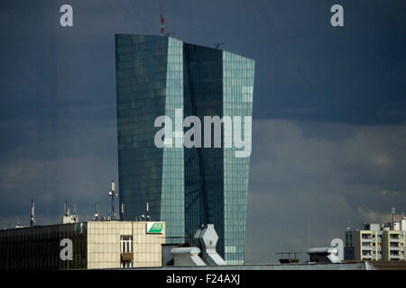 EZB-Turm (Hauptsitz der Europäischen Zentralbank), Frankfurt am Main. Stockfoto