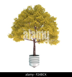 Herbst Baum wächst aus einem Metall Lampe Basis Stockfoto