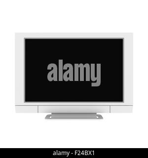TV mit schwarzen Schirm isoliert auf weißem Hintergrund Stockfoto