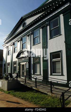 Die Freimaurer-Tempel in Lunenburg in Nova Scotia, Kanada. Das Gebäude dient als Treffpunkt für Freimaurer. Stockfoto