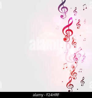 abstrakte hellen Hintergrund mit mehrfarbigen Musiknoten Stockfoto