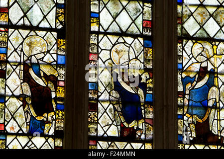 Mittelalterliche Glasmalerei, All Saints Church, North Cerney, Gloucestershire, England, UK Stockfoto