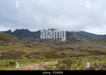 Die Spitze der Norden Glen Sannox blickt Coire Nan Ceum und Caisteal Abhail auf der Isle of Arran, Schottland Stockfoto