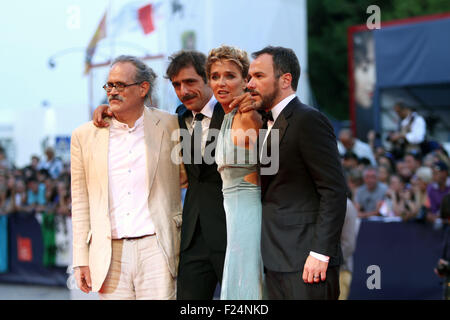 Venedig, Italien. 11. September 2015. Vom linken Regisseur Giuseppe Gaudino, Adriano Giannini, Valeria Golino und Massimiliano Gallo besucht erinnern Premiere Pro Amor Vostro während des 72. Venedig Film-Festival am 11. September 2015 in Venedig Credit: Andrea Spinelli/Alamy Live News Stockfoto