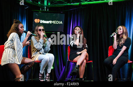 Bala Cynwyd, Pennsylvania, USA. 10. September 2015. (L, R) Leigh-Anne Pinnock, Perrie Edwards, Jesy Nelson und Jade Thirlwall British Pop-Girlgroup kleiner Mix durchführen Q102 Performance Theatre am 10. September 2015 in Bala Cynwyd, Pennsylvania, Vereinigte Staaten von Amerika. Bildnachweis: Paul Froggatt/Alamy Live-Nachrichten Stockfoto