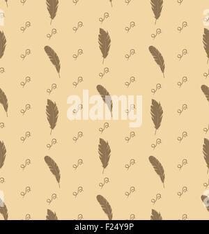 Abbildung Musterdesign Federn mit reich verzierten Elementen, Vintage Wallpaper Stock Vektor
