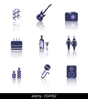 Party Icons von Urlaub und Geburtstag-Objekten Stock Vektor