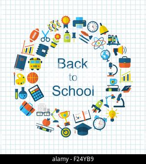 Schule bunte einfache Objekte und Elemente Stock Vektor