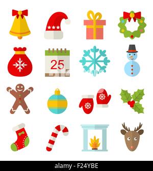 Winter und Weihnachten flache set mit Sport Spaß zu trösten und Feiertagen isoliert Vektor-illustration Stock Vektor