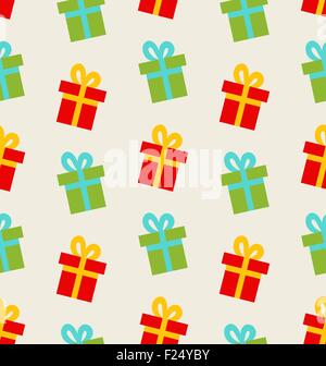 Nahtlose Muster mit bunten Geschenkboxen für Feiern Stock Vektor