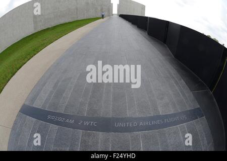 Shanksville, Pennsylvania, USA. 11. September, 2015. Der neu geweihten Flight 93 National Memorial zum Gedenken an die 40 Passagiere und Besatzung von Flug 93, die Terroristen um das Kapitol am 14. Jahrestag der 9/11 Anschläge gegen die Vereinigten Staaten 11. September 2015 in Shanksville, Pennsylvania anzugreifen gestoppt. Stockfoto