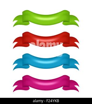 Set bunte Satinband Klebeband isoliert auf weißem Hintergrund Stock Vektor