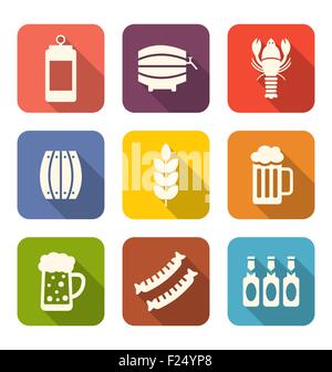 Minimale Icons Sammlung an Bier und Snacks Stock Vektor