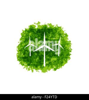 Hintergrund mit Windkraftanlagen. Vektor-Illustration. Stock Vektor