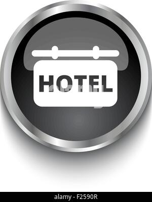 White Hotelschild-Symbol auf schwarzen Web-Taste Stock Vektor