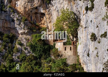 Frankreich, Pyrenäen Orientales, Einsiedelei von Saint Antoine de Galamus Stockfoto