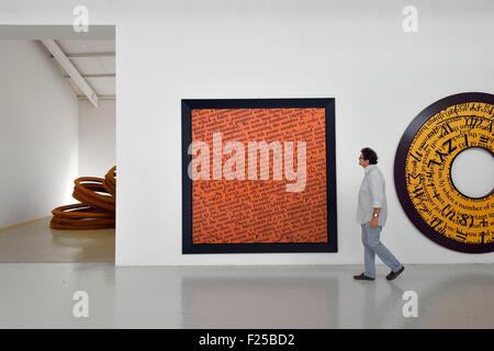 Frankreich, Var, Le Muy, Fondation Bernar Venet, Venet Malereien in der ehemaligen Fabrik umgewandelt zu einer Ausstellungshalle Stockfoto