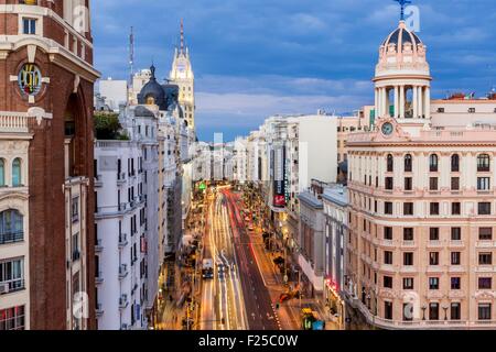 Spanien, Madrid, das Viertel La Latina mit Blick auf die Gran Via Stockfoto