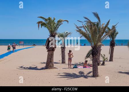 Frankreich, Aude, Narbonne Plage, Badeort, Strand Stockfoto